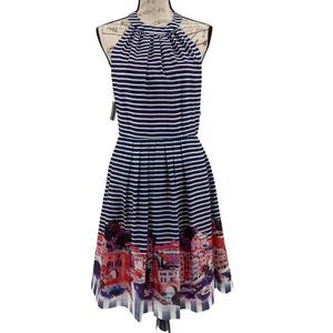 Muse Blue and Pink Halter Sundress